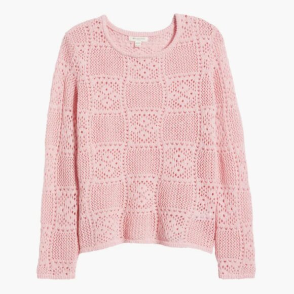 BeachLunchLounge Tiara Crochet Look Sweater Petal Pink Size M - Picture 4 of 8